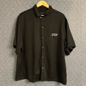 PacSun Black Casual Men’s Button Down Silver Lake Embroidery Y2K Size Large